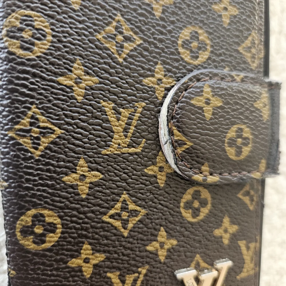 Louis Vuitton Monogram Brown & Gold Logo Wristlet Phone Folio